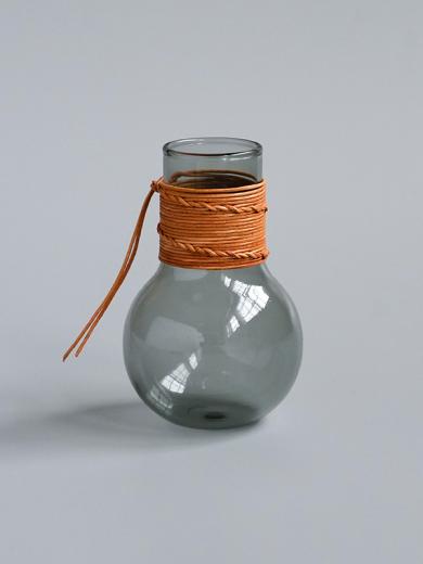 レザー ガラスベース ラウンド グレー