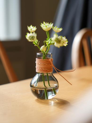 レザー ガラスベース ラウンド グレー