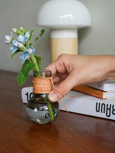 レザー ガラスベース ラウンド グレー