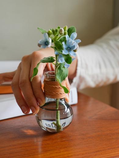 レザー ガラスベース ラウンド グレー