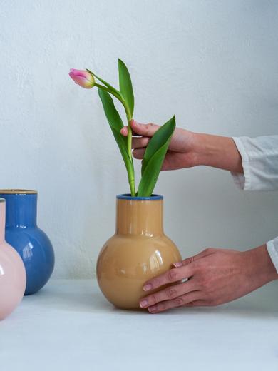 COLO ガラスベース M クリーム×ブルー