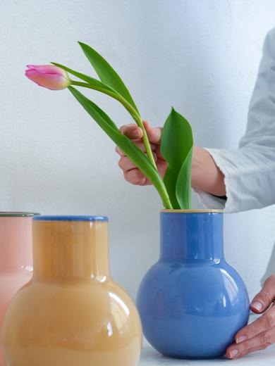 COLO ガラスベース M ブルー×クリーム