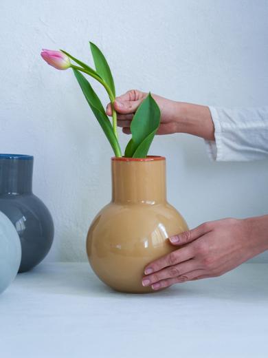 COLO ガラスベース L クリーム×オレンジ