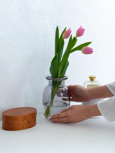 バブル ガラスベース S グレー